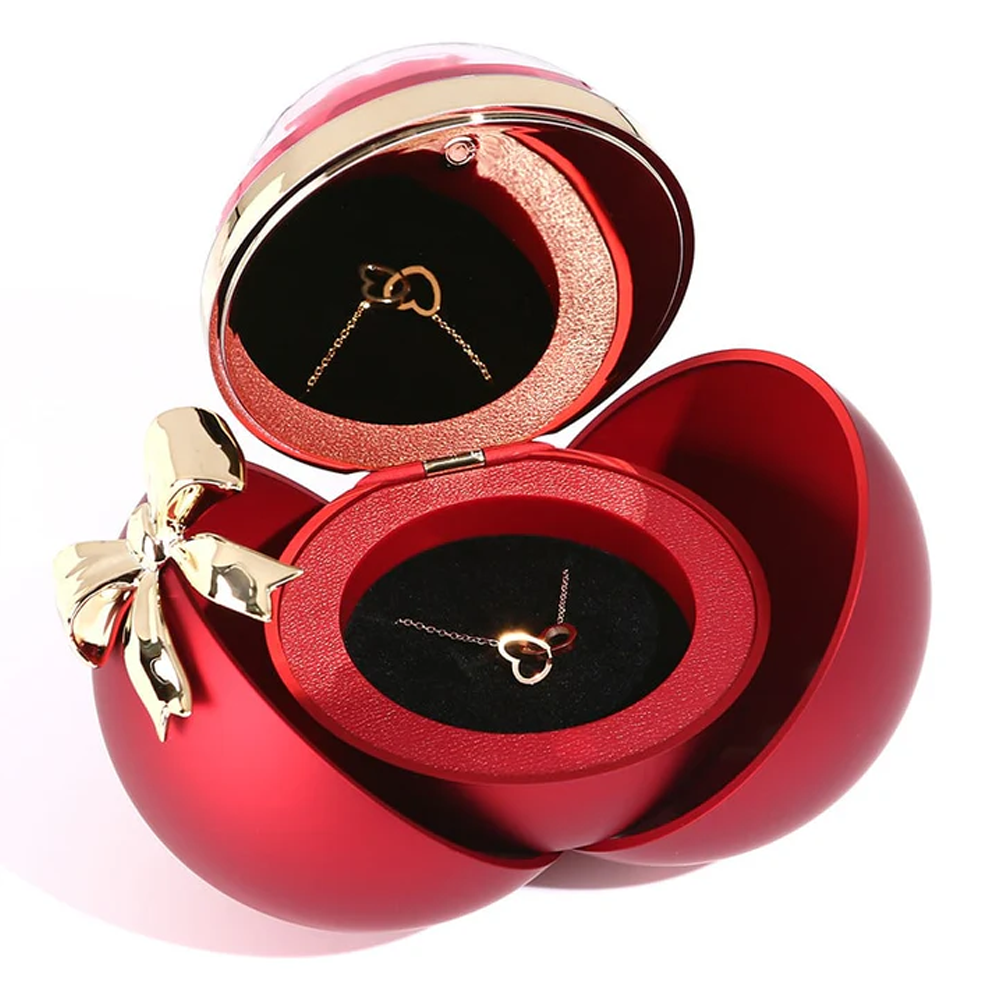 Interlocked hearts necklace - Rose Sphere Box