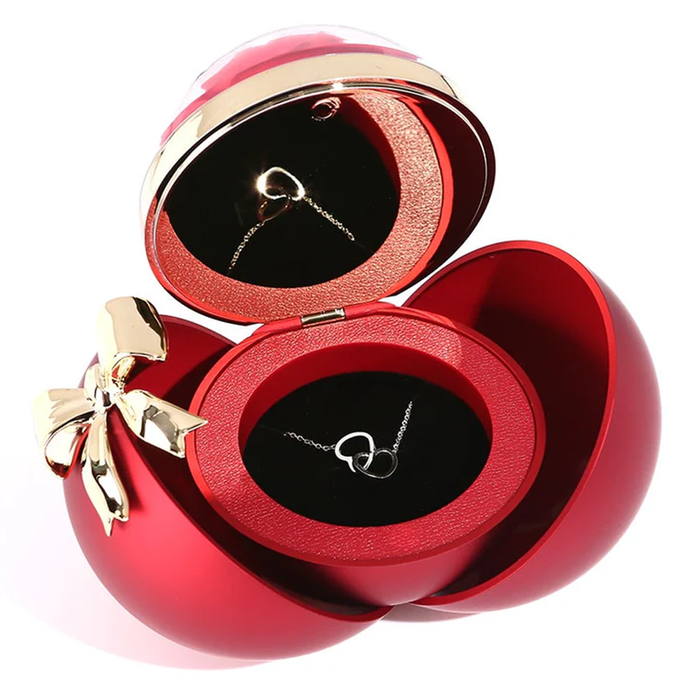 Interlocked hearts necklace - Rose Sphere Box