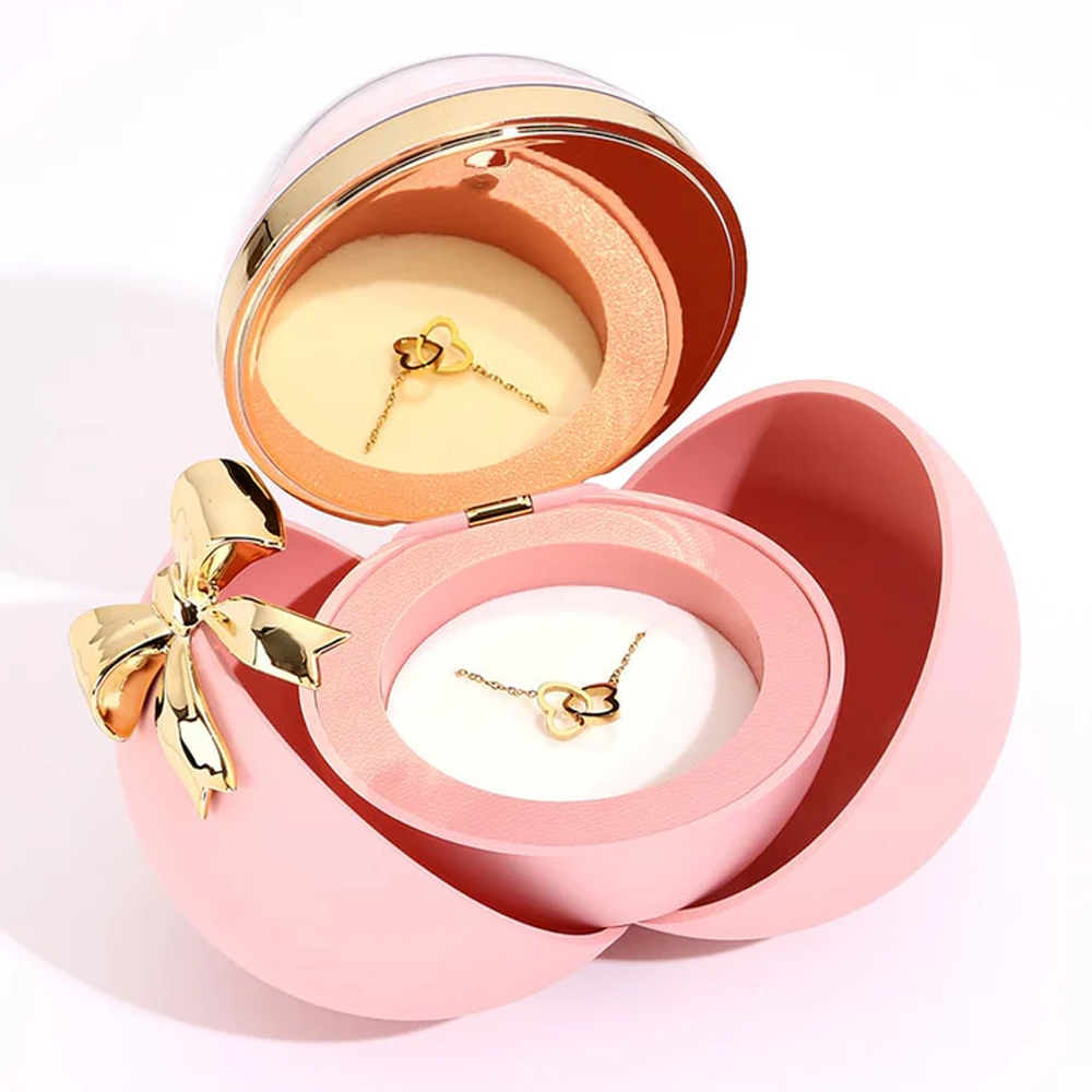 Interlocked hearts necklace - Rose Sphere Box