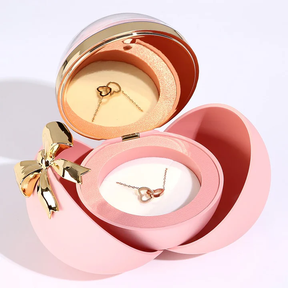 Interlocked hearts necklace - Rose Sphere Box
