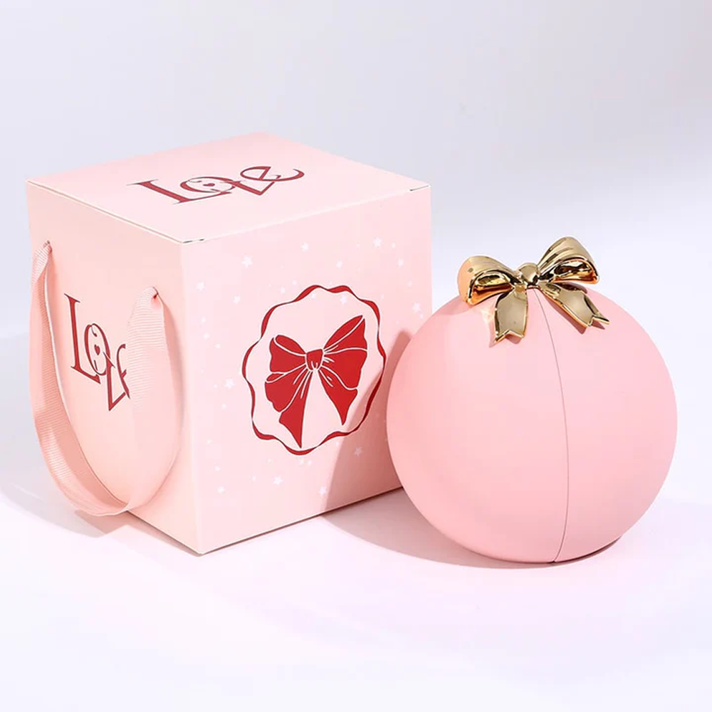 Interlocked hearts necklace - Rose Sphere Box