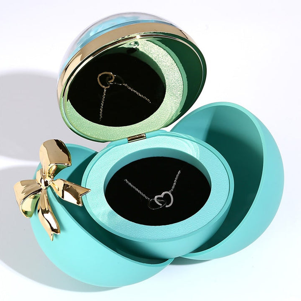 Interlocked hearts necklace - Rose Sphere Box