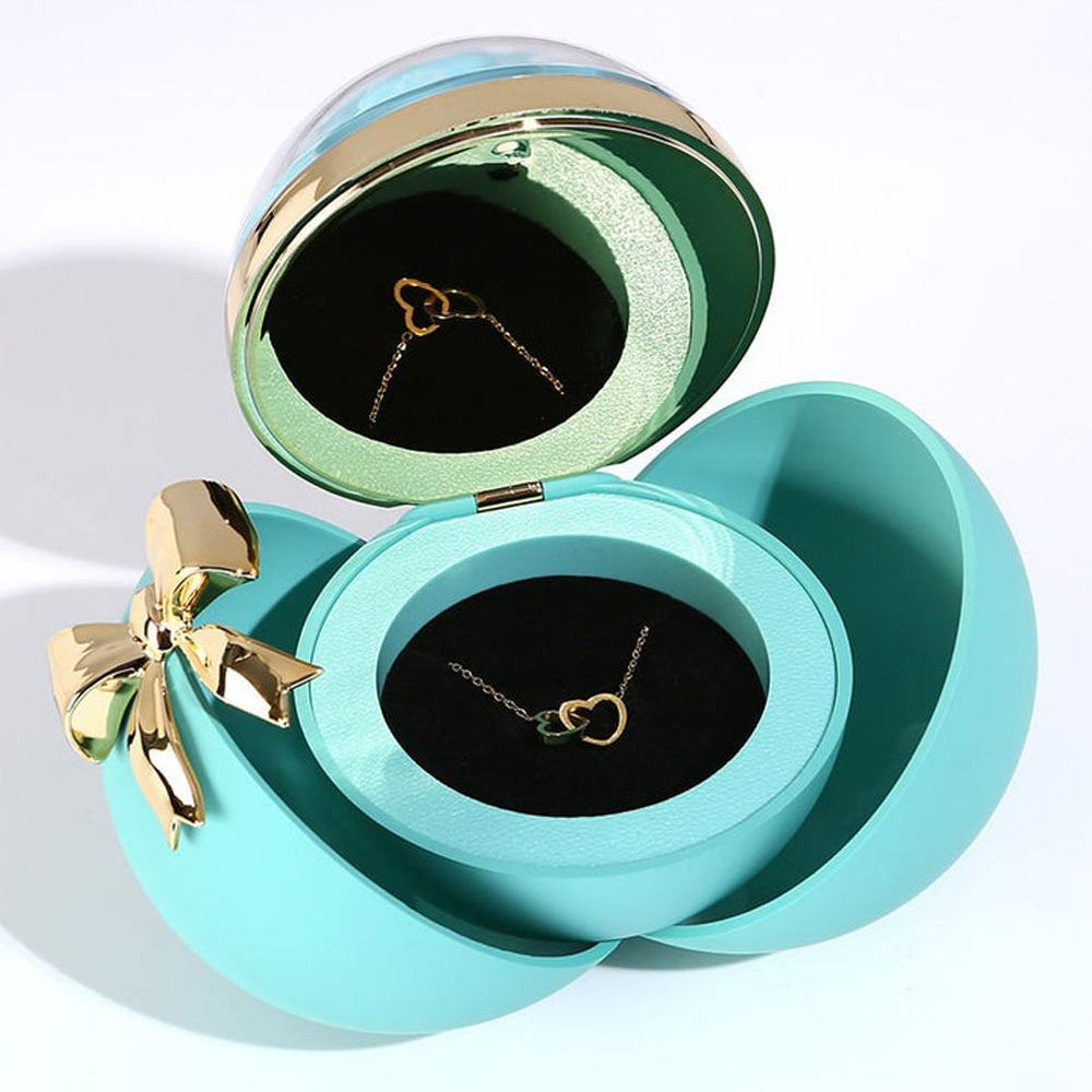 Interlocked hearts necklace - Rose Sphere Box