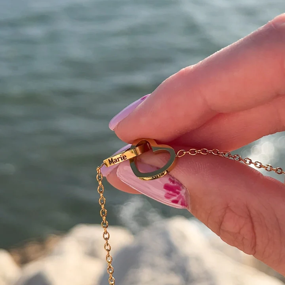 Interlocked hearts necklace - Rose Sphere Box