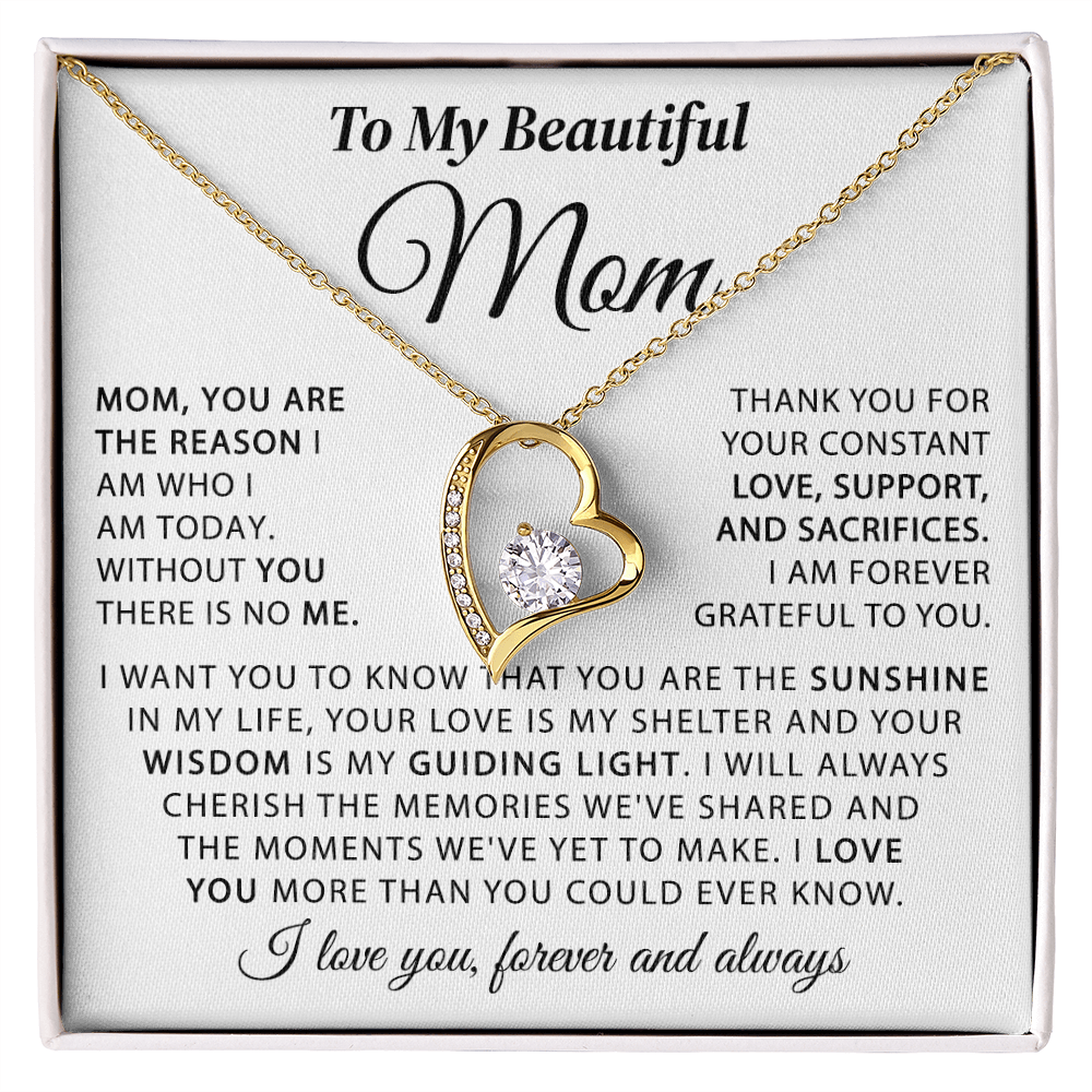To My Beautiful Mom - The Sunshine in My Life - Heart Necklace