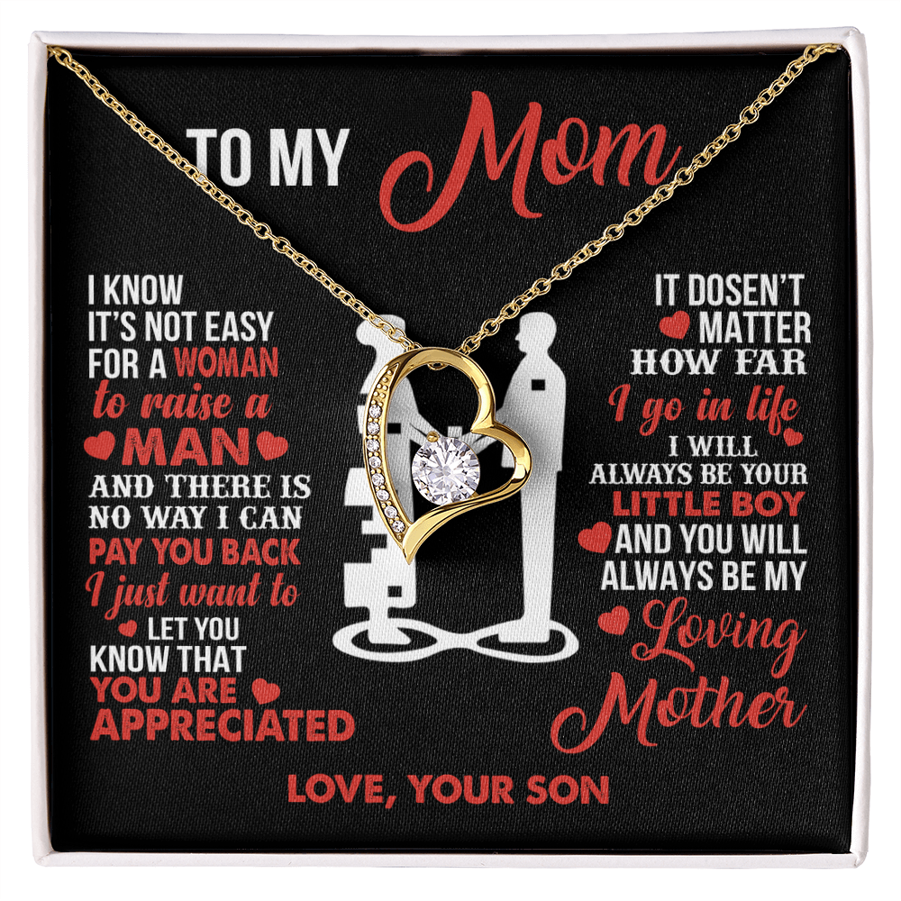 To My Mom - Your Little Boy - Heart Necklace