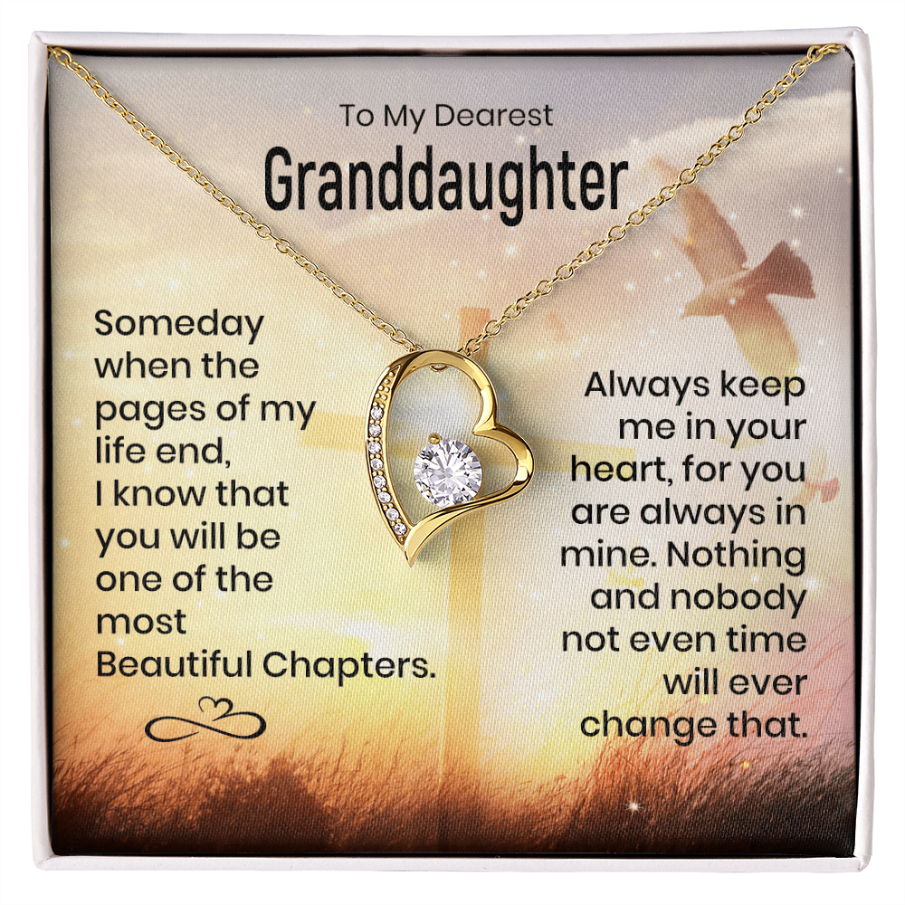To My Granddaughter - Heart Melt Message - Heart Necklace
