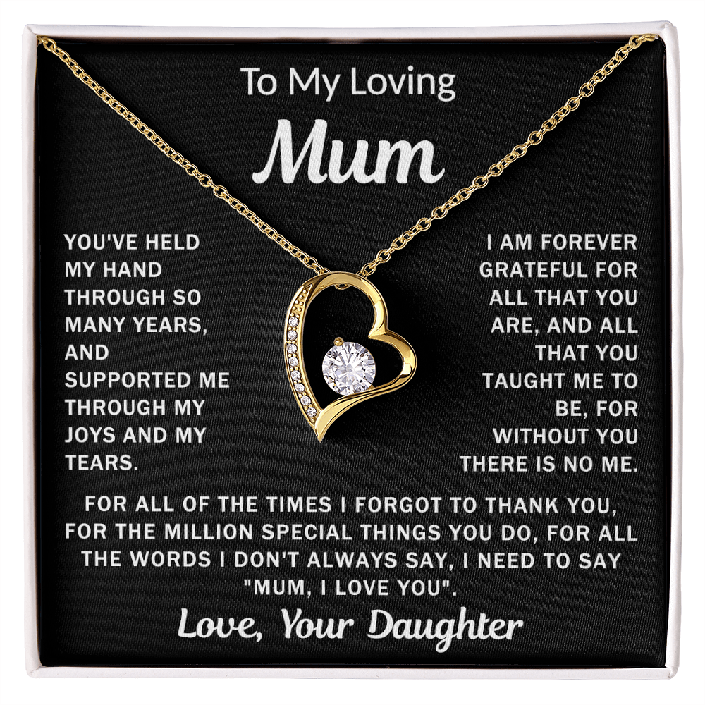 To My Loving Mum, your Daughter - Heart Necklace