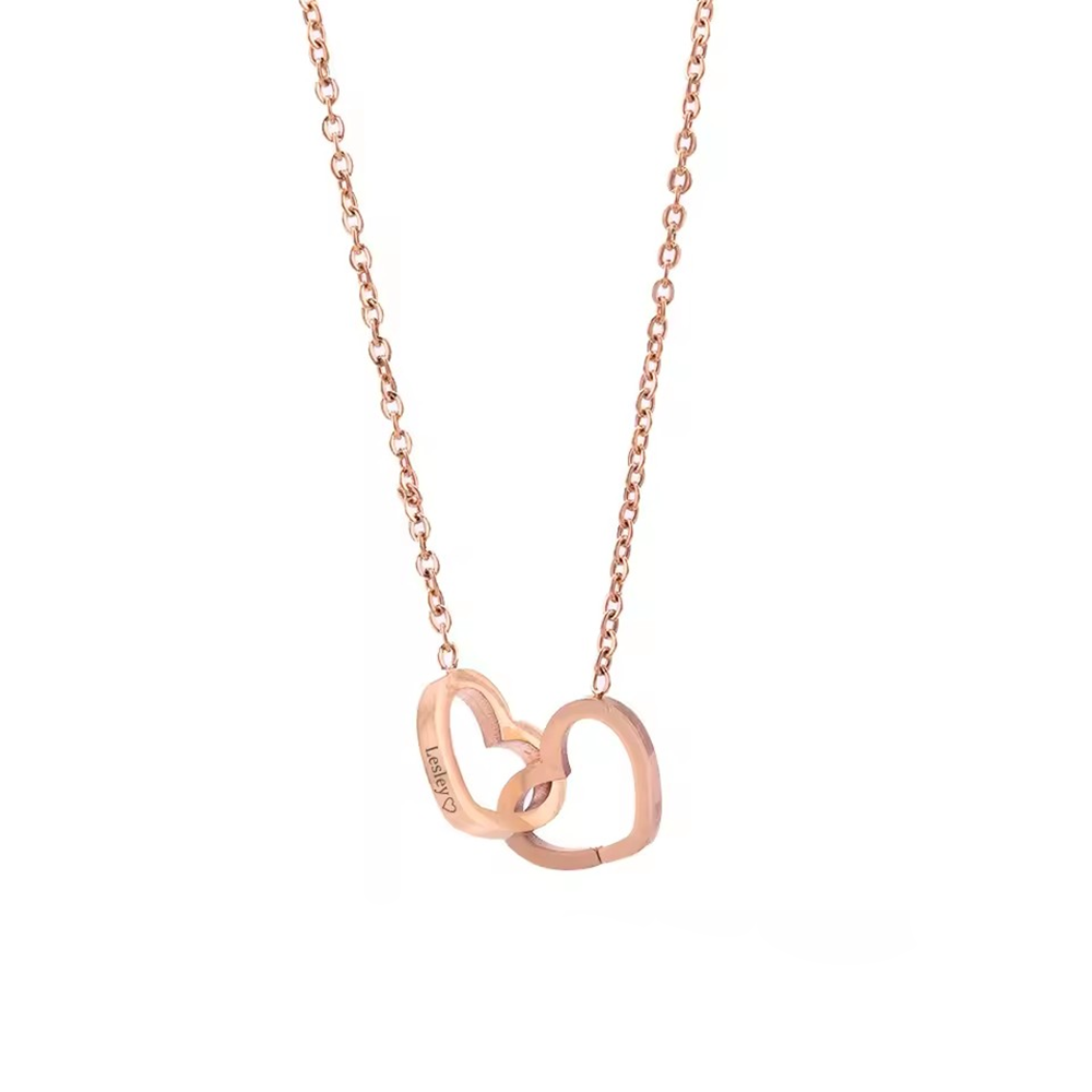 Forever Interlocked Hearts - Necklace & Rose Gift - Rose Gold