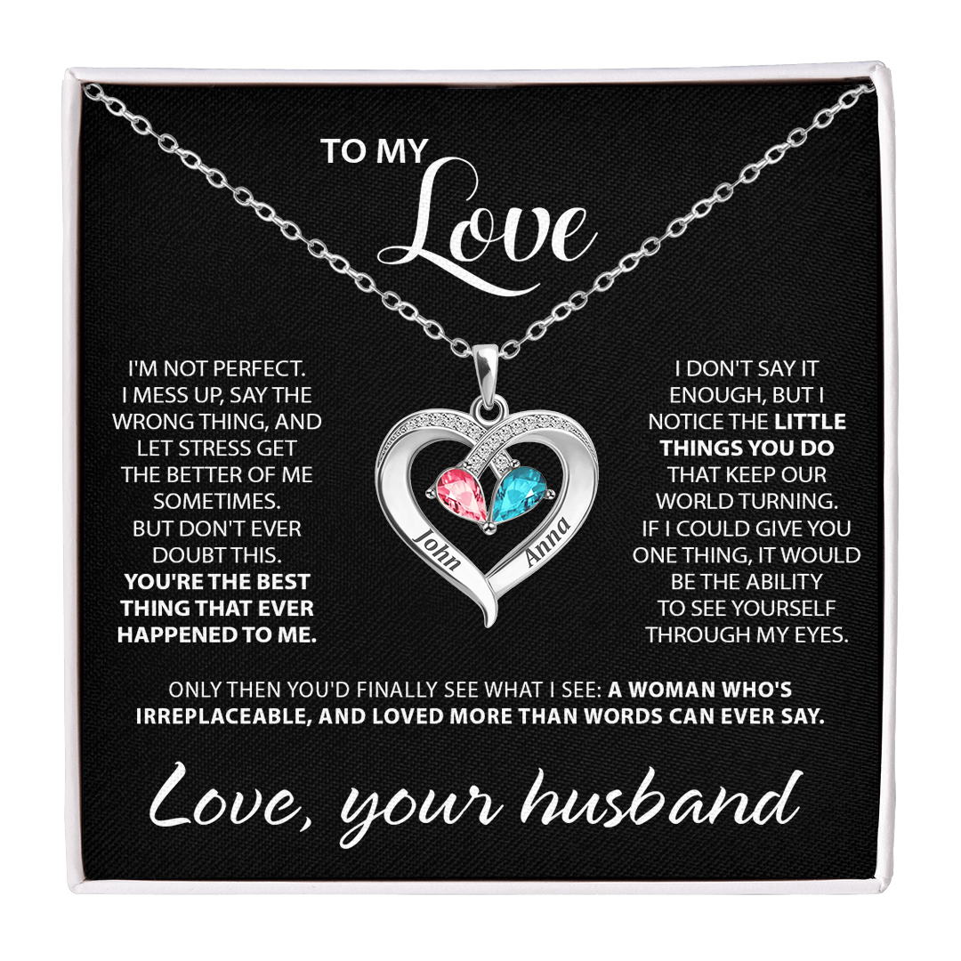 To My Love - Birthstone Heart Necklace
