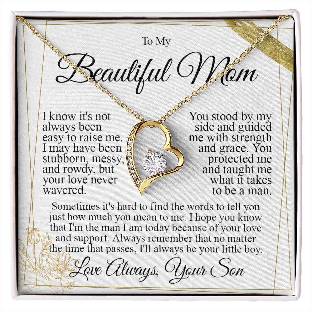 To My Mom - I Love You Heart Necklace