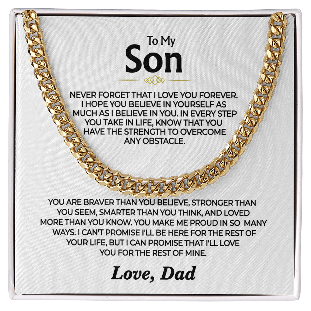 To My Son - Love You Forever from Dad - Cuban Necklace