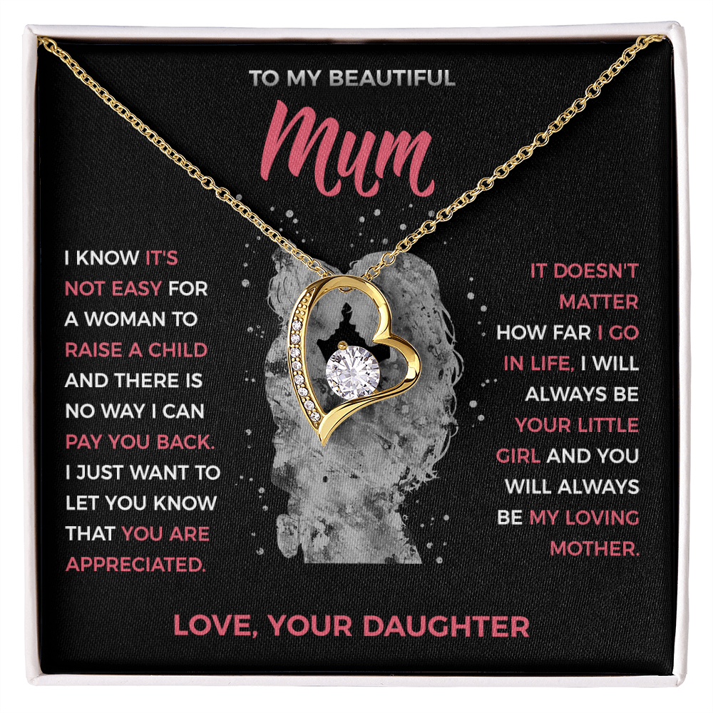 To My Loving Mum - Heart Necklace from Daughter