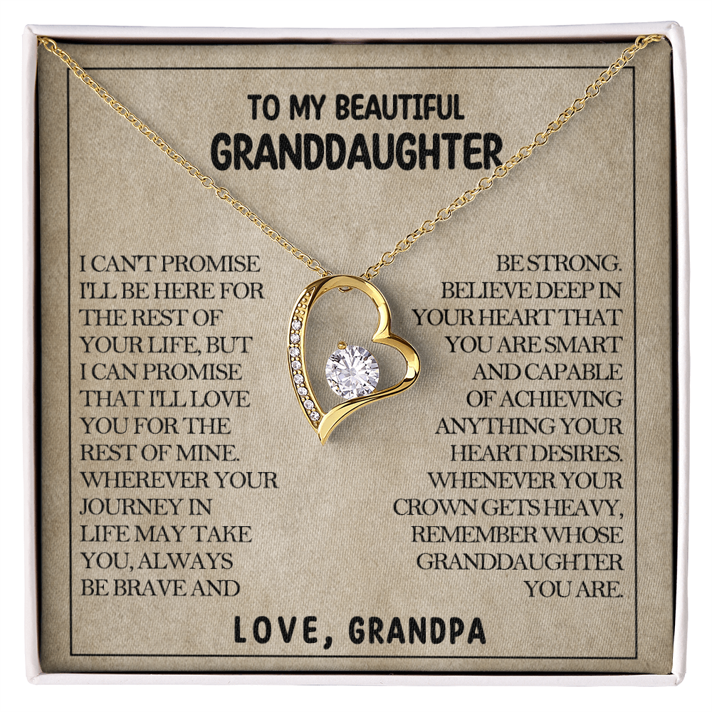 To My Beautiful Granddaughter - Be Brave And Be Strong - Heart Necklace