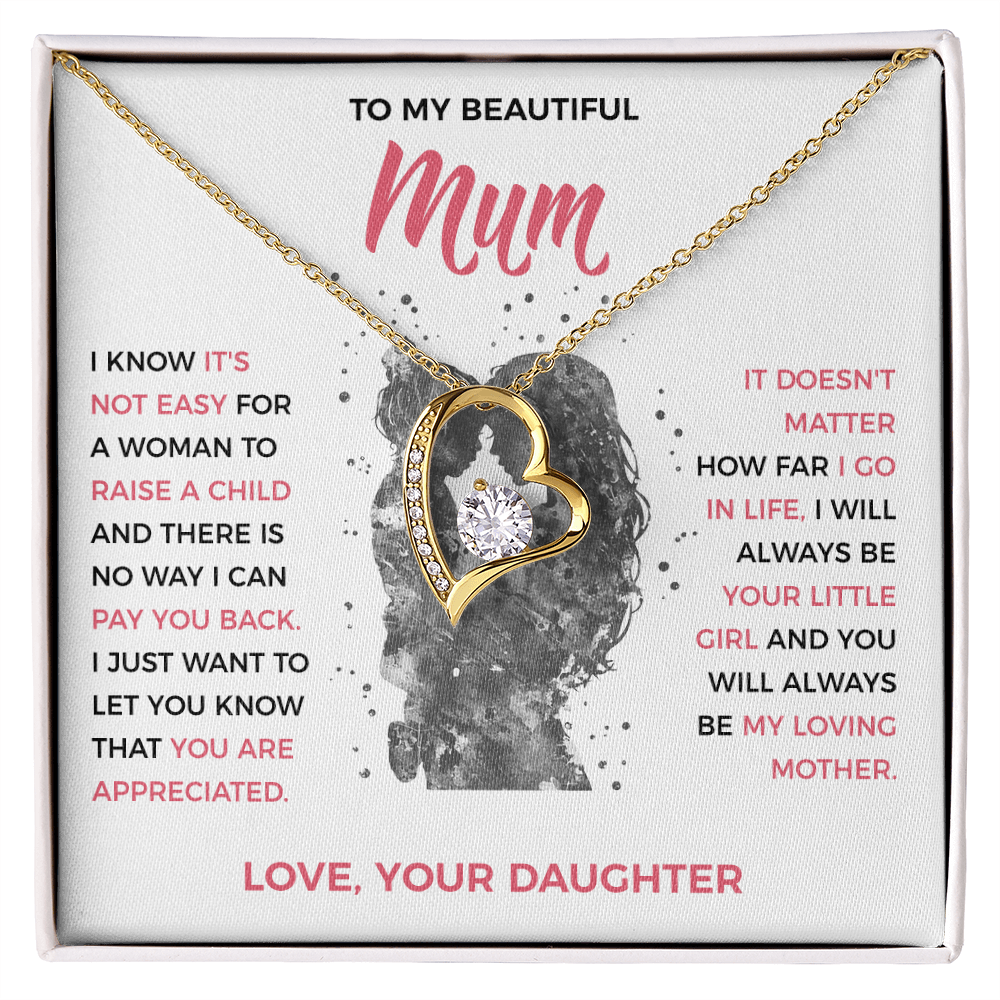 To My Loving Mum - Heart Necklace from Daughter