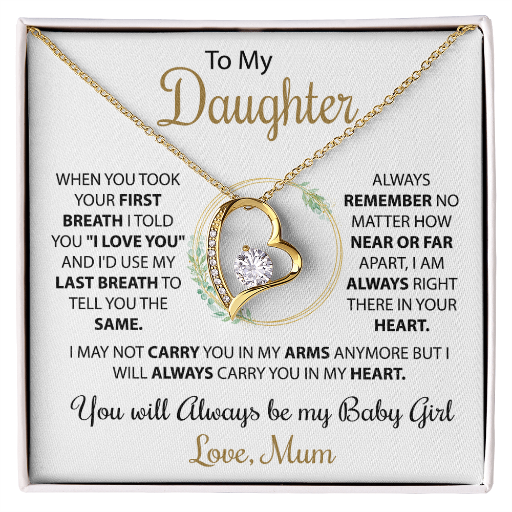 To My Daughter - Love Heart Necklace, from Mum