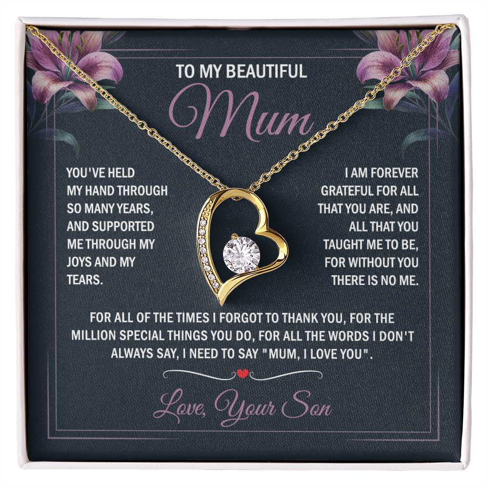 To My Mum - Joy & Tears - Heart Necklace