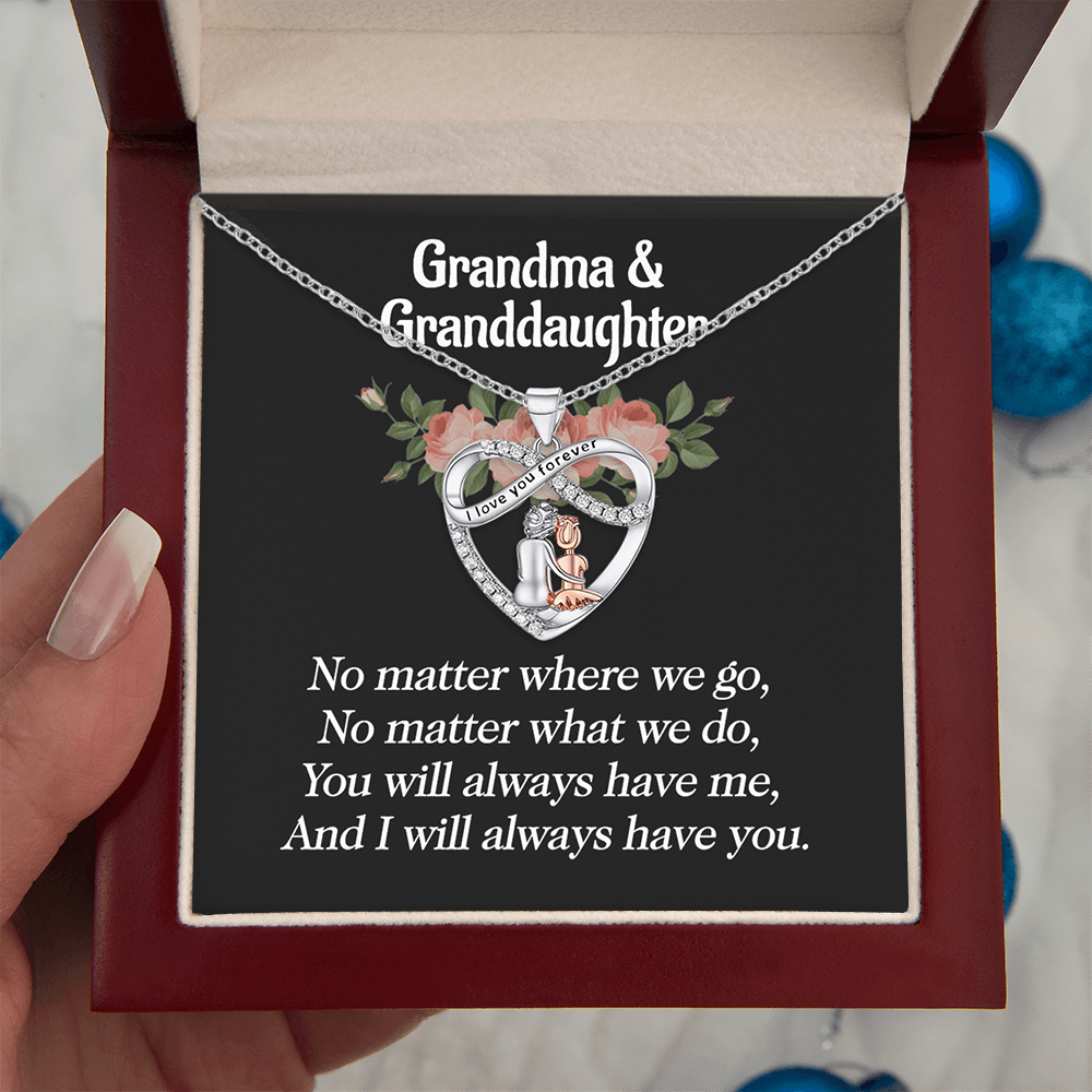To My Granddaughter - You Will Always Have Me at your Side - Heart Necklace