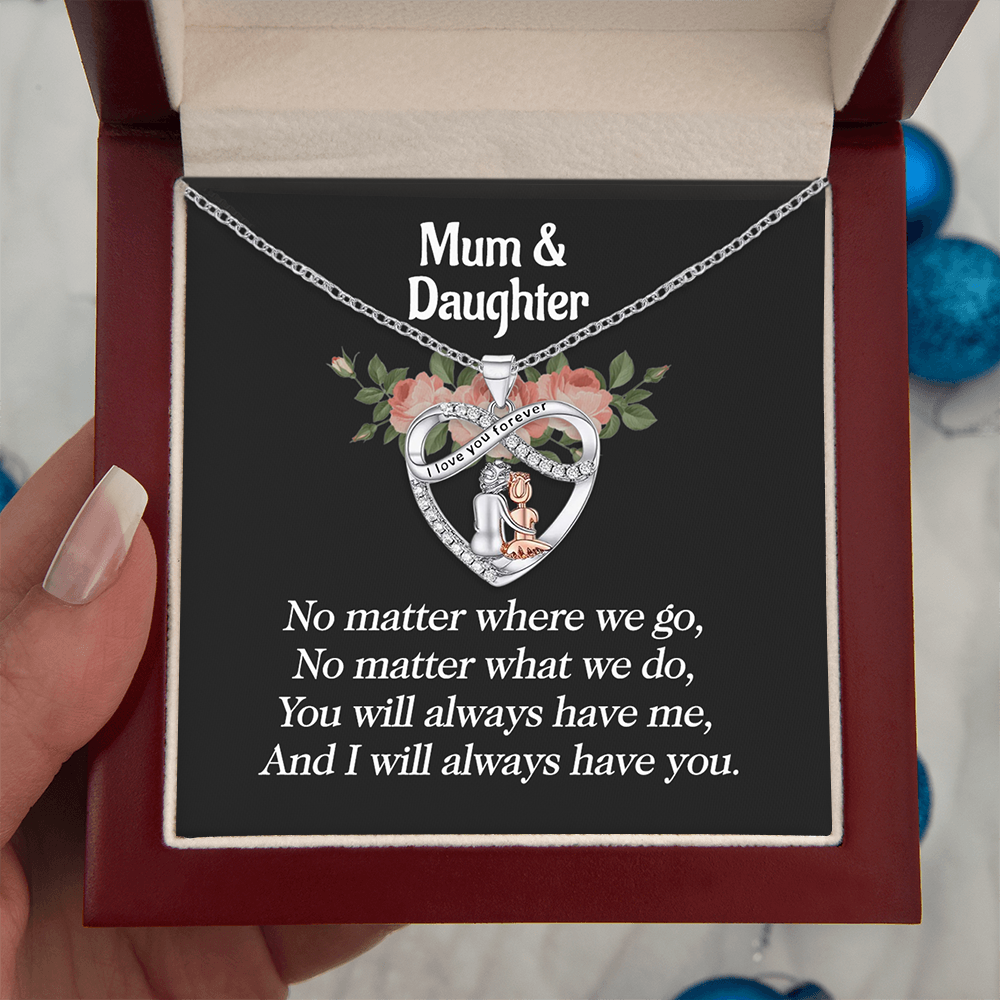To My Daughter - You Will Always Have Me at your Side - Heart Necklace