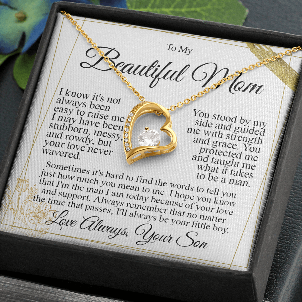 To My Mom - I Love You Heart Necklace