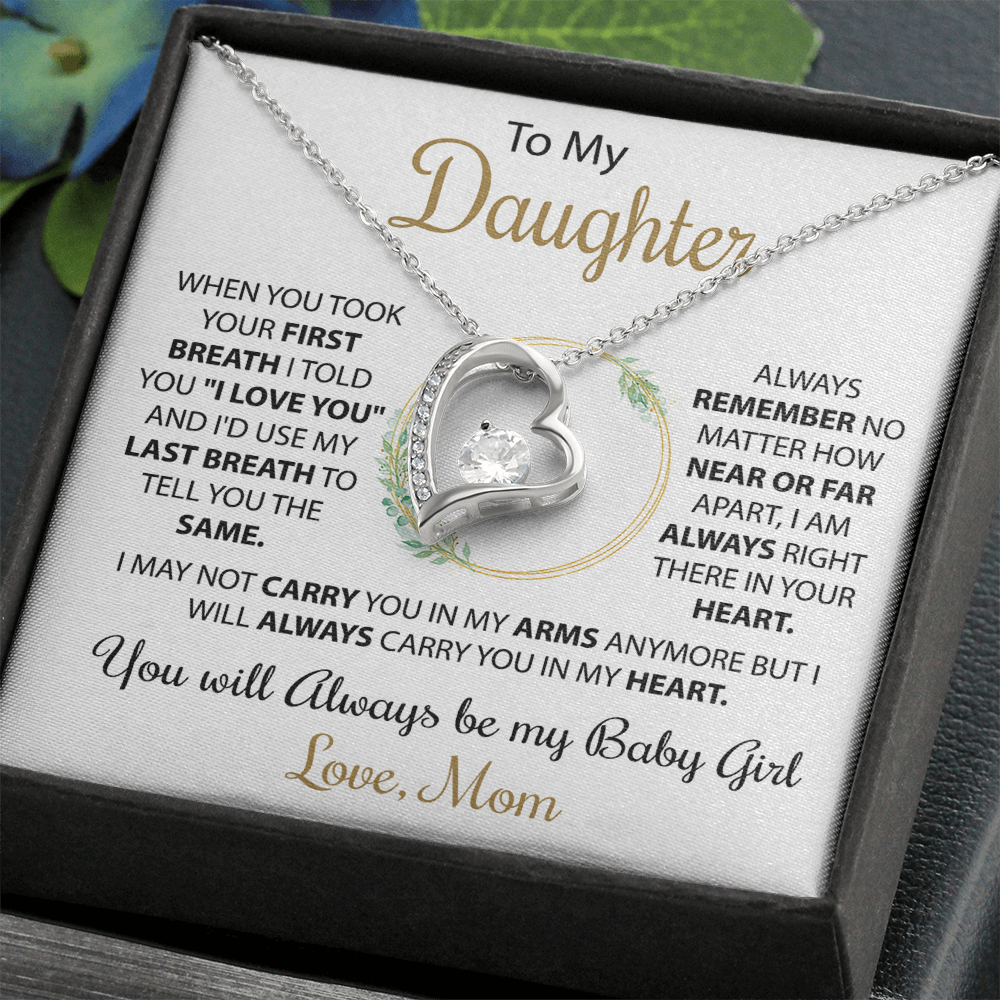 To My Daughter - Love Heart Necklace, from Mom