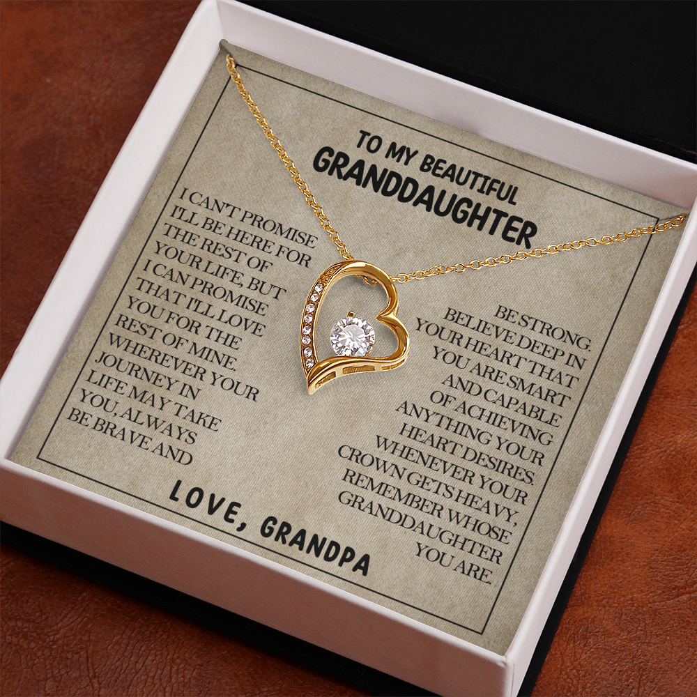 To My Beautiful Granddaughter - Be Brave And Be Strong - Heart Necklace