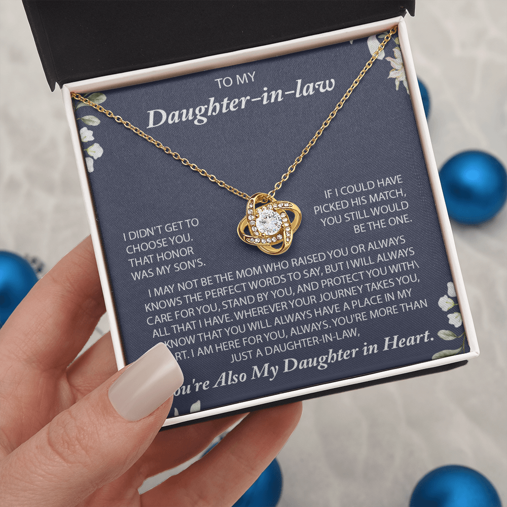 To My Daughter-in-law – “I Will Always Care For You, Stand By You” Love Knot Necklace