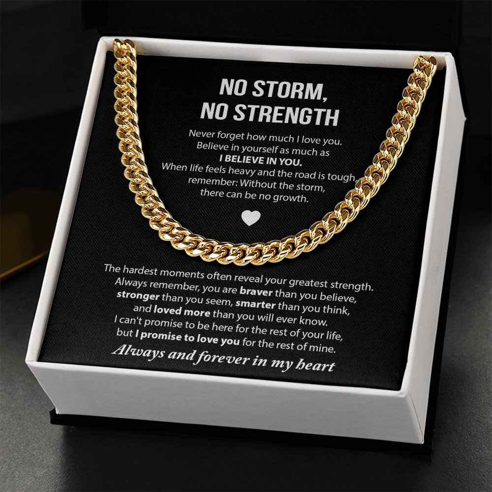 No Storm, No Strength | Never Forget How Much I Love You | Cuban Link Chain