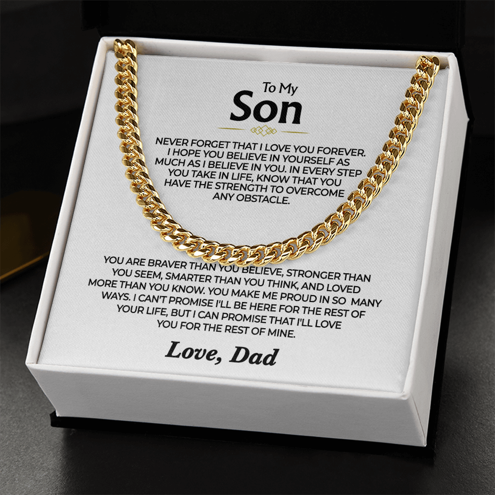 To My Son - Love You Forever from Dad - Cuban Necklace