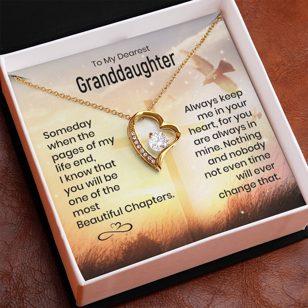 To My Granddaughter - Heart Melt Message - Heart Necklace