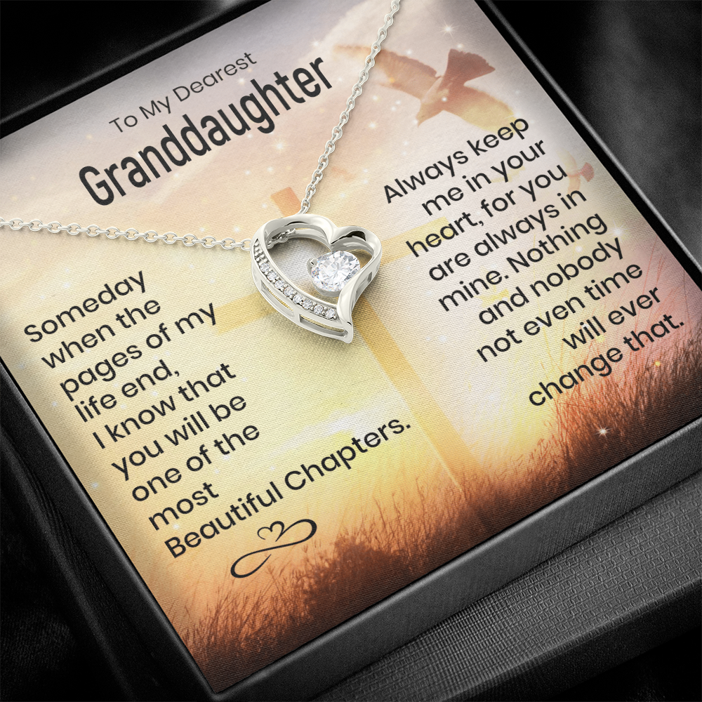 To My Granddaughter - Heart Melt Message - Heart Necklace