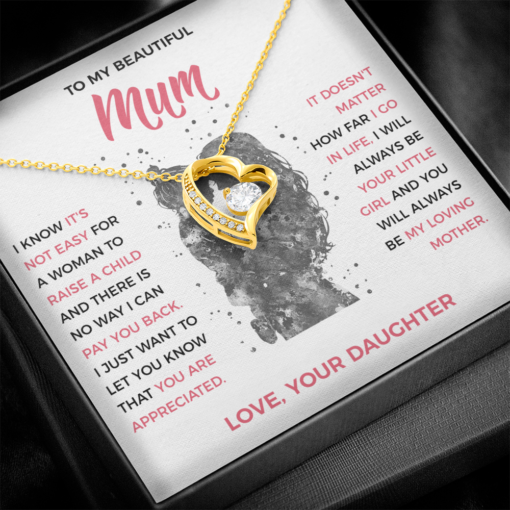 To My Loving Mum - Heart Necklace from Daughter
