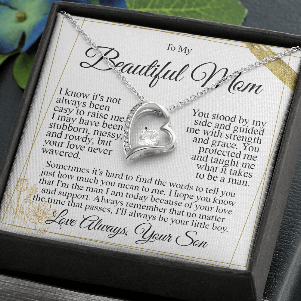 To My Mom - I Love You Heart Necklace