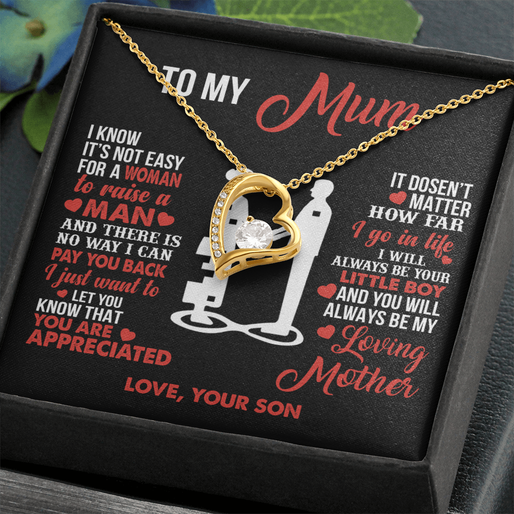 To My Mum - Your Little Boy - Heart Necklace