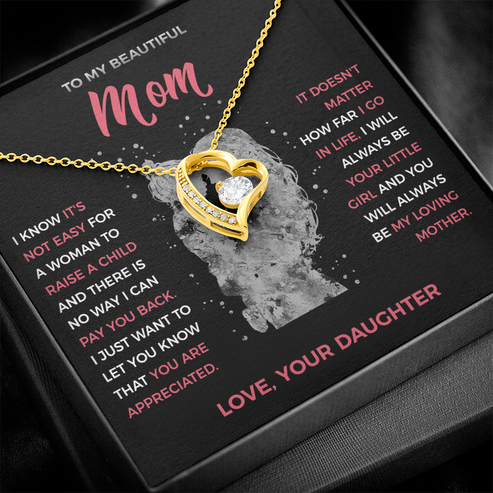 To My Loving Mom - Heart Necklace from Daughter