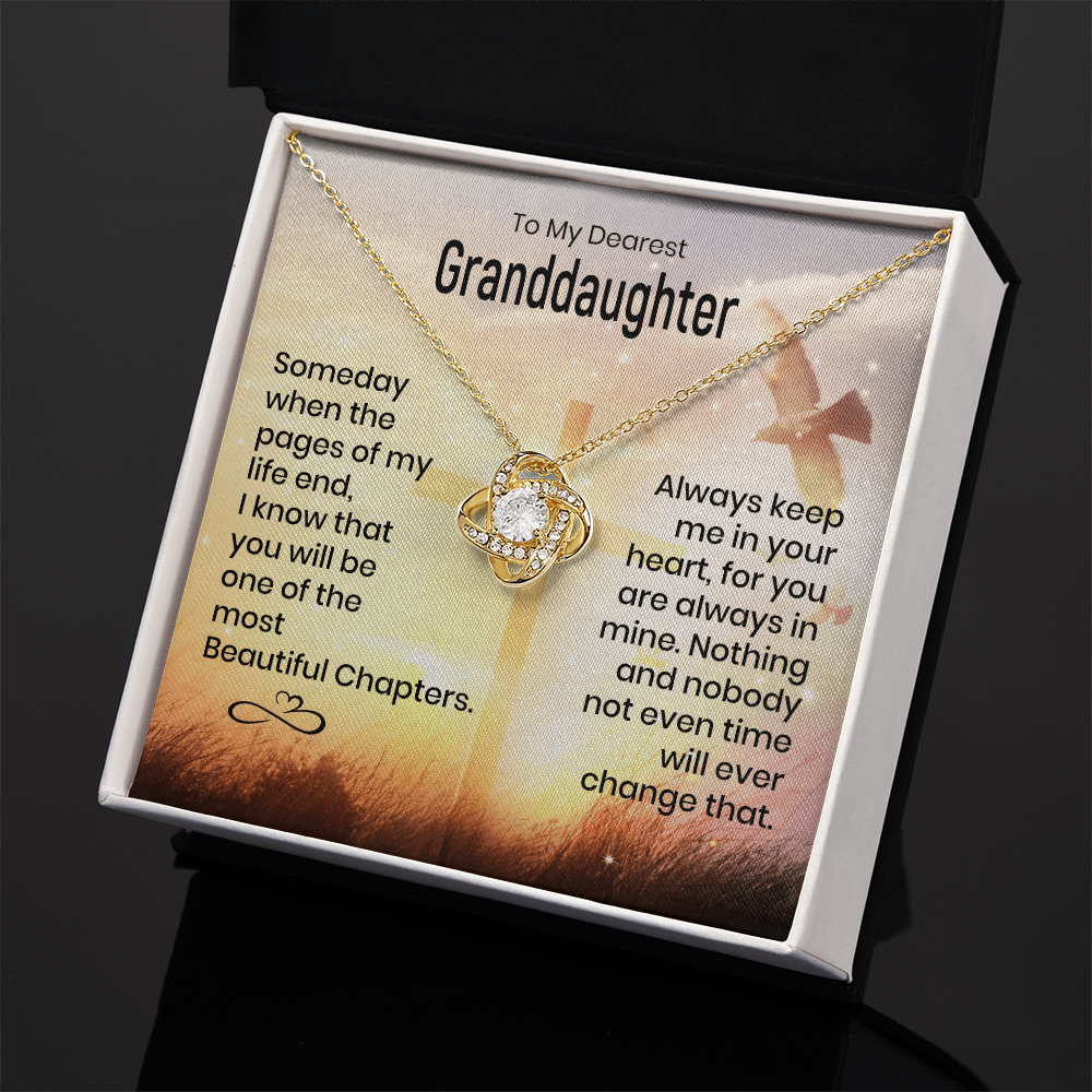 To My Granddaughter - Heart Melt Message - Knot Necklace