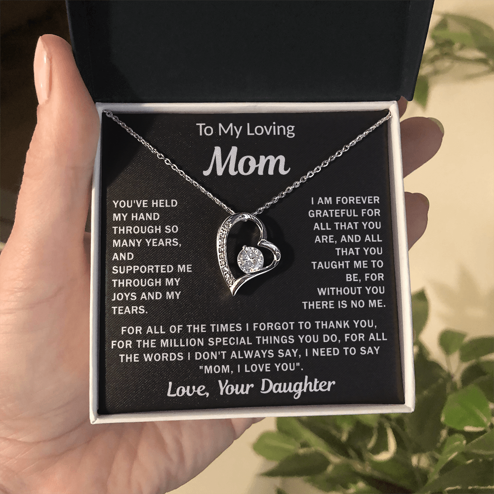To My Loving Mom, your Daughter - Heart Necklace