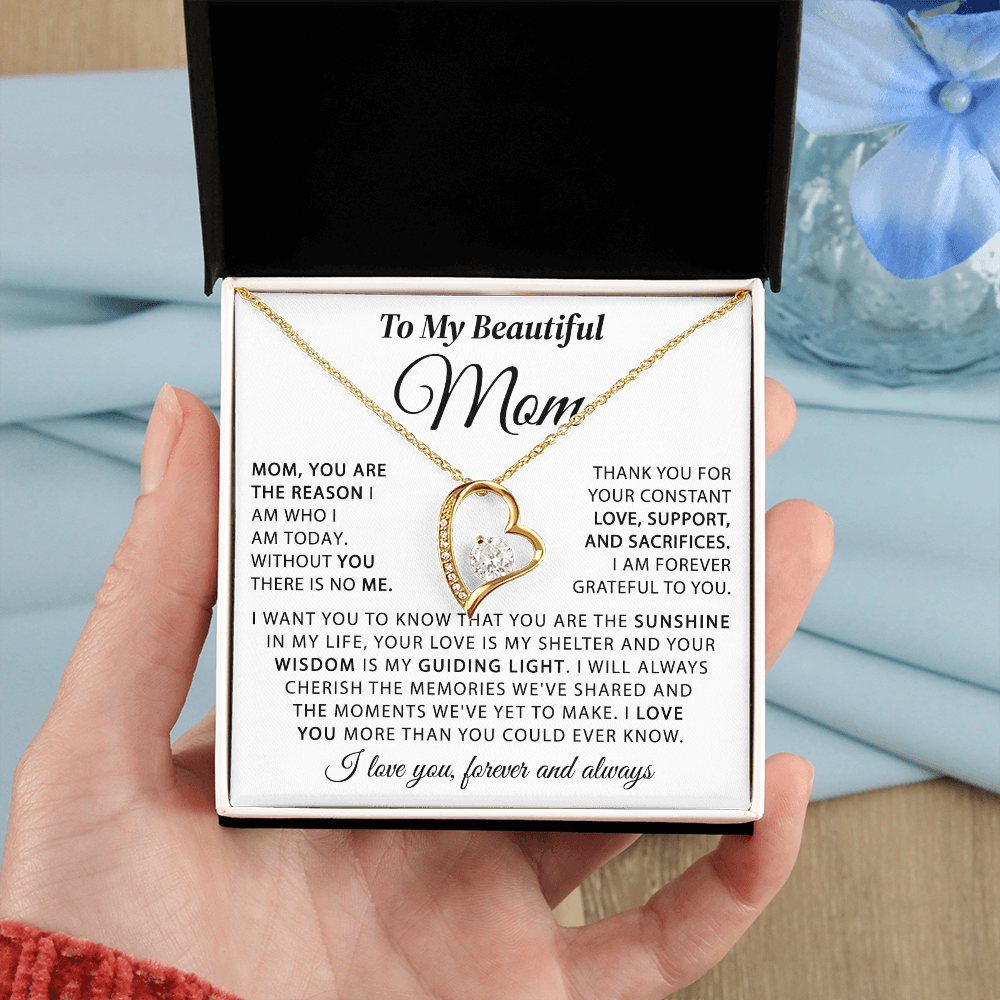To My Beautiful Mom - The Sunshine in My Life - Heart Necklace