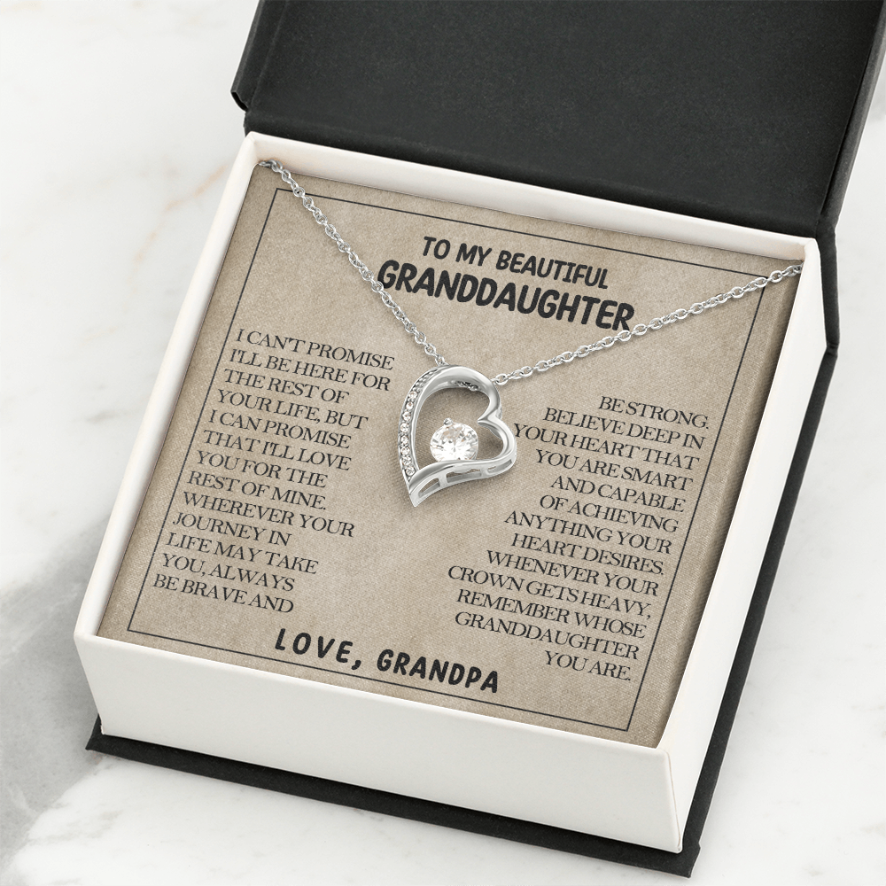 To My Beautiful Granddaughter - Be Brave And Be Strong - Heart Necklace