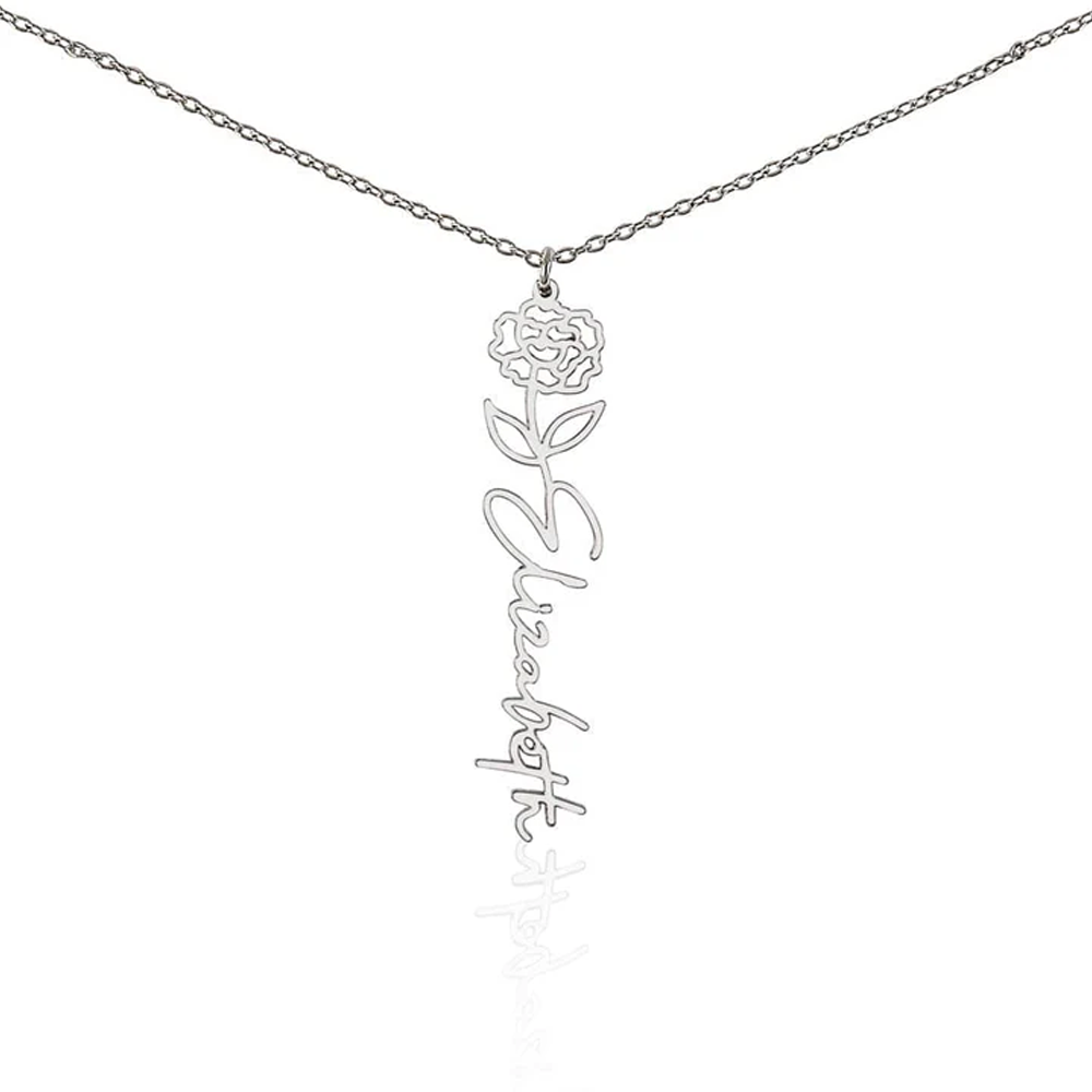 Never Forget That I Love You - Birth Flower Name Necklace