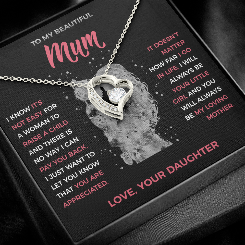 To My Loving Mum - Heart Necklace from Daughter