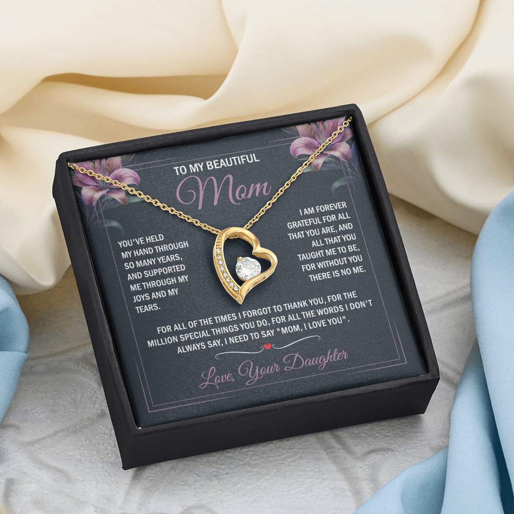 To My Beautiful Mom - Joy & Tears - Heart Necklace