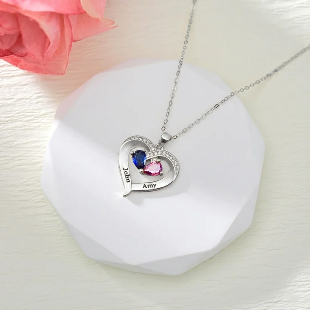 To My Love - Birthstone Heart Necklace