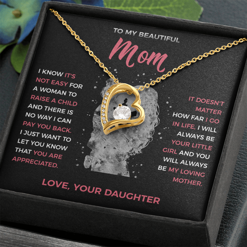 To My Loving Mom - Heart Necklace from Daughter