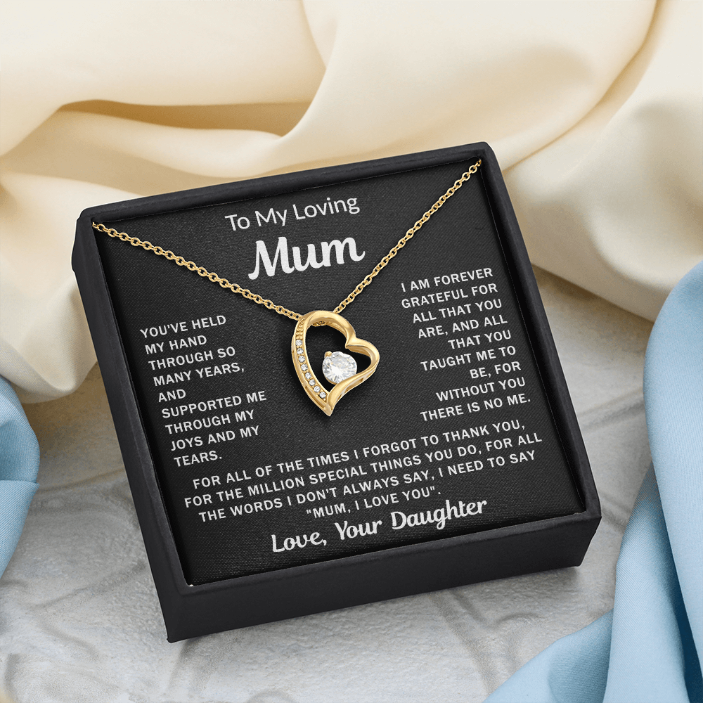 To My Loving Mum, your Daughter - Heart Necklace