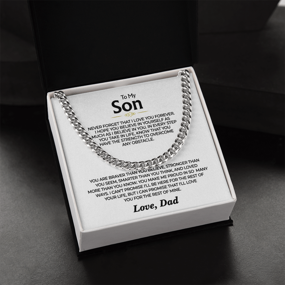 To My Son - Love You Forever from Dad - Cuban Necklace