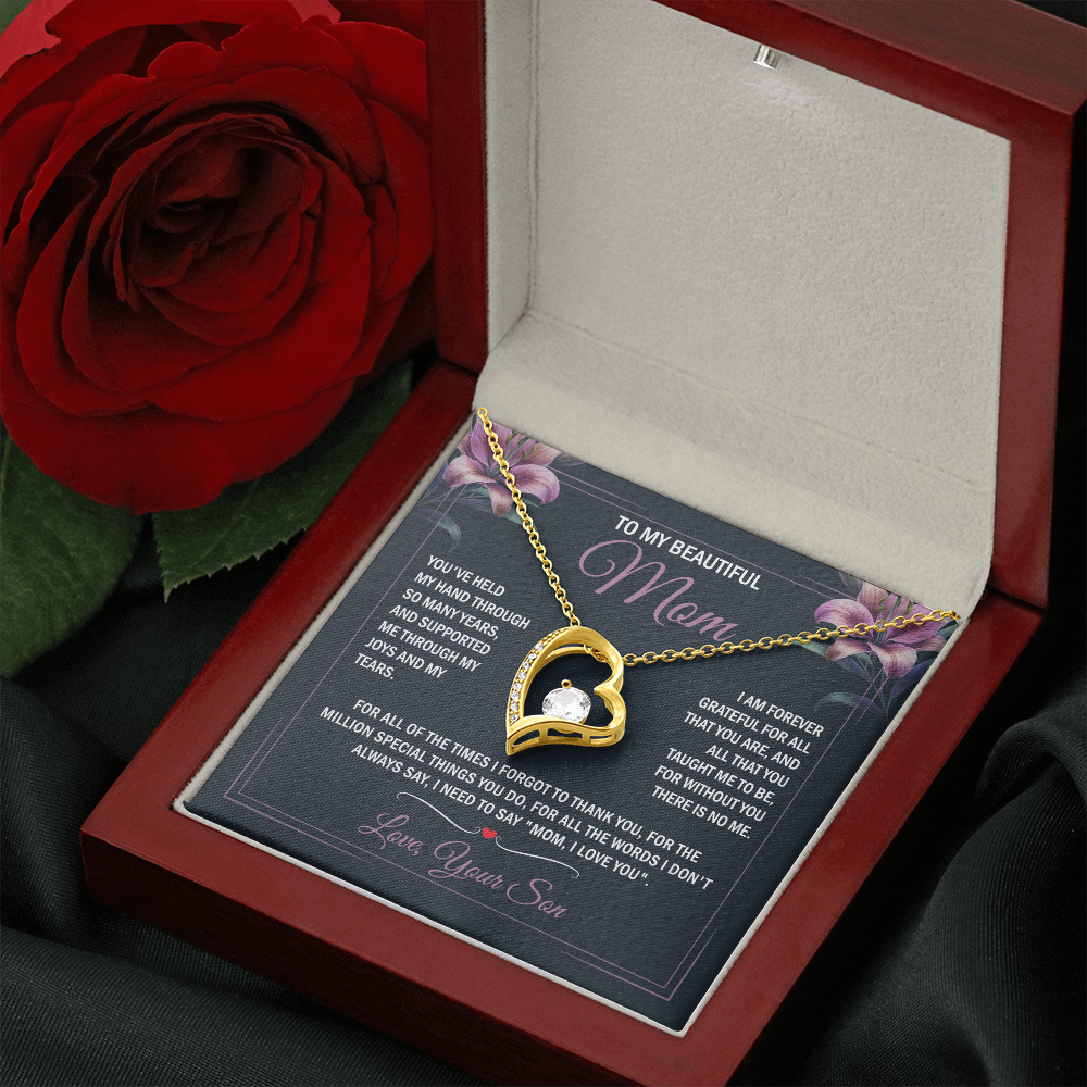 To My Mom - Joy & Tears - Heart Necklace