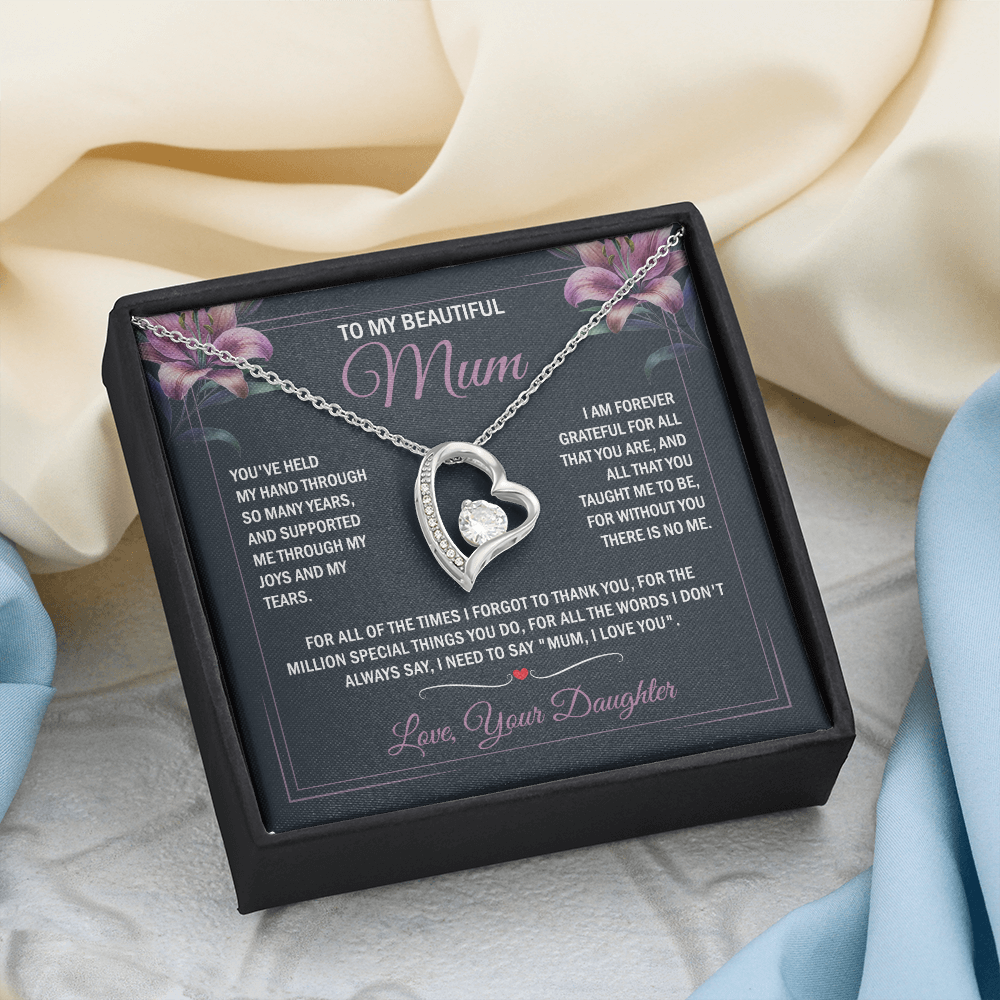 To My Beautiful Mum - Joy & Tears - Heart Necklace