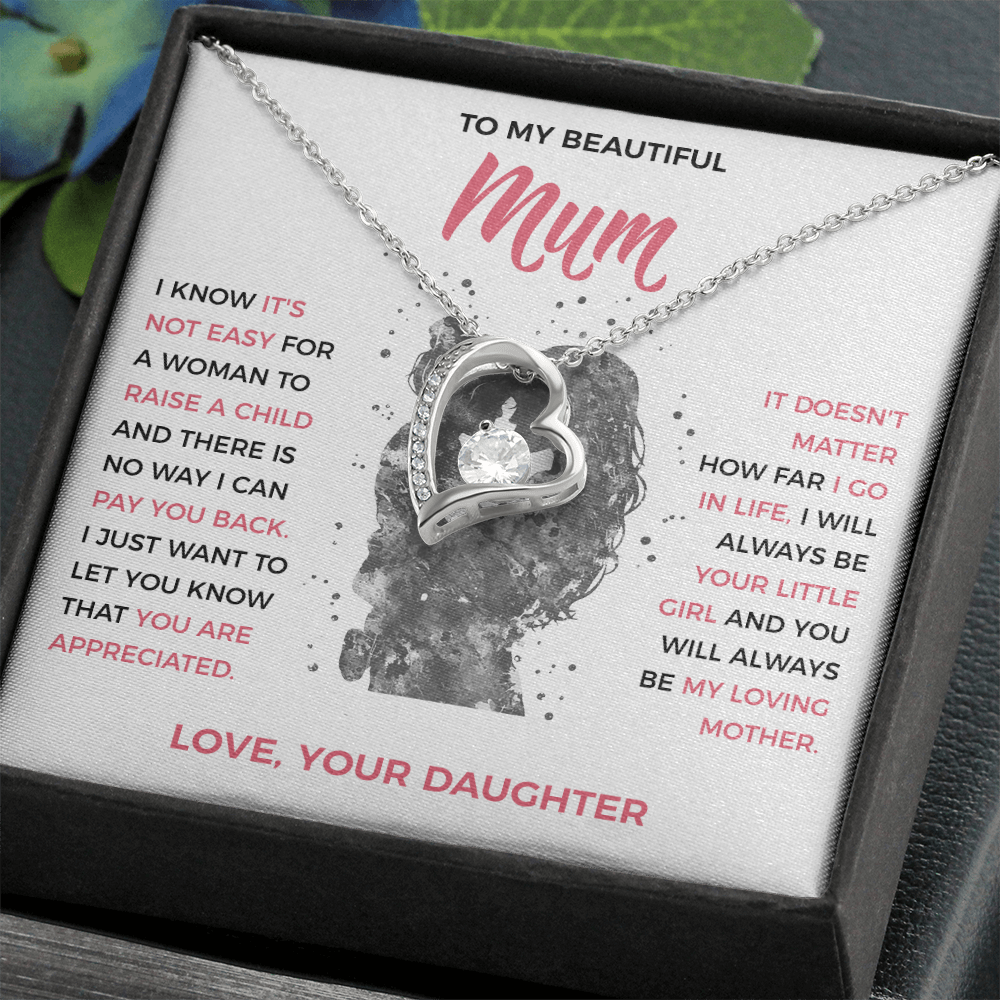 To My Loving Mum - Heart Necklace from Daughter