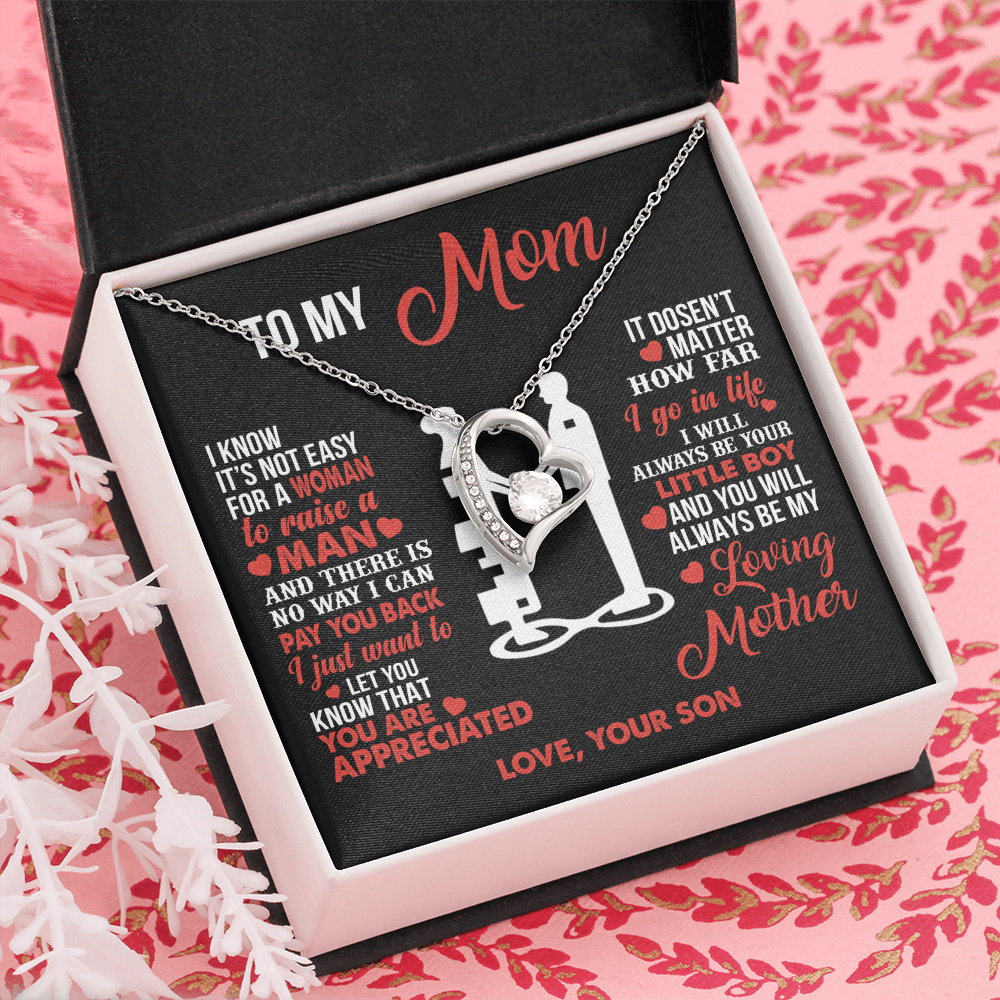 To My Mom - Your Little Boy - Heart Necklace